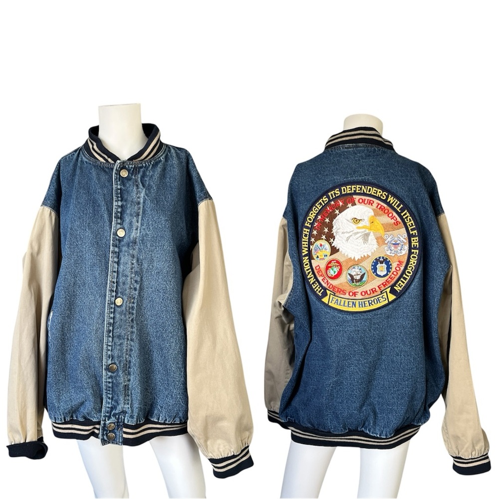 Vintage Denim Jacket With Large Patch Defenders O… - image 5